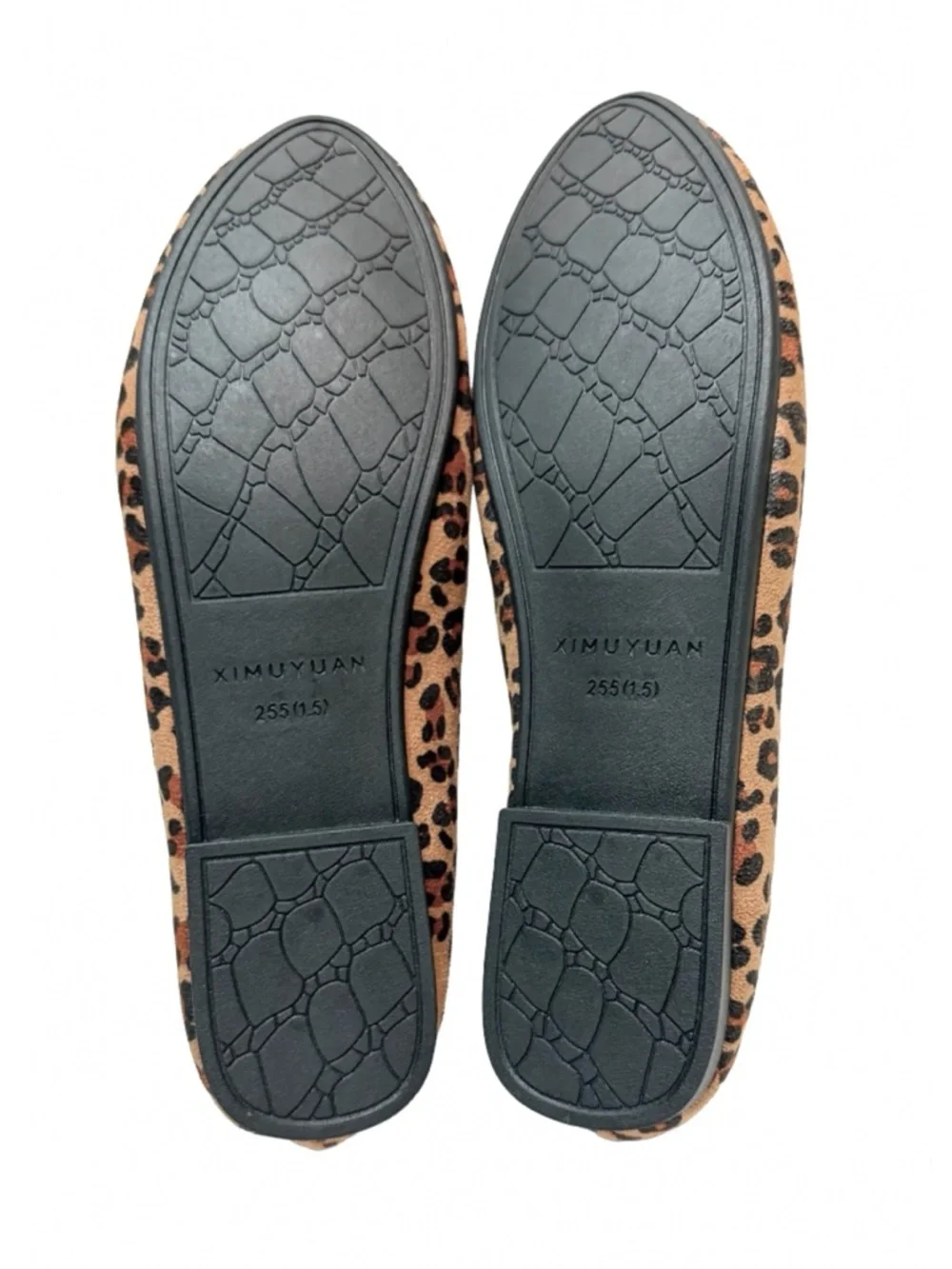 SAILING LU Leopard Print Faux Suede Round Toe Ballet Flat Shoes